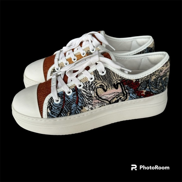 J Slides Orange & Blue Tropical Nikki Sneaker - 6.5 NIB - Picture 3 of 6